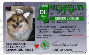 Mississippi Dog License: Custom Pet ID with photo and details.