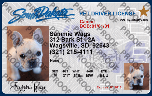 Pet Licenses for State South Dakota