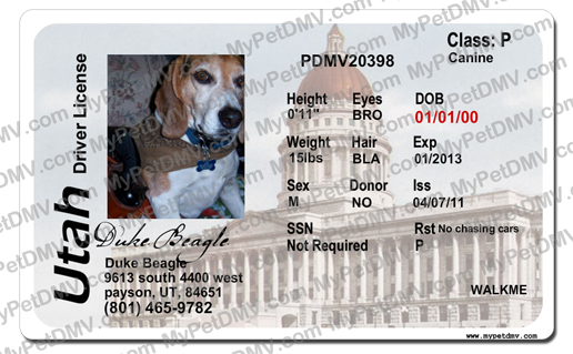 Pet Licenses for State Utah