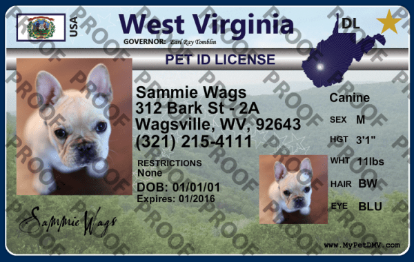 Pet Licenses for State West Virginia